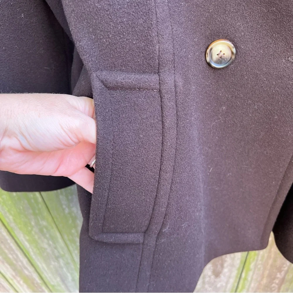 B. Moss Brown Fall Fleece Pea Coat - Picture 4 of 6